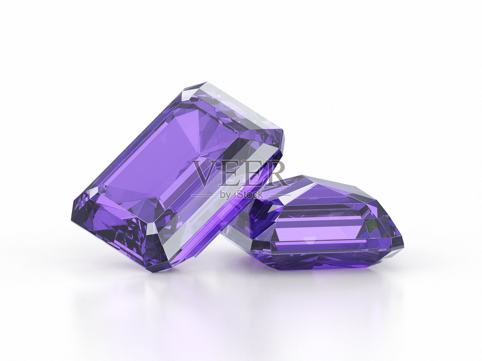 高品质的紫色钻石宝石，背景为白色照片摄影图片