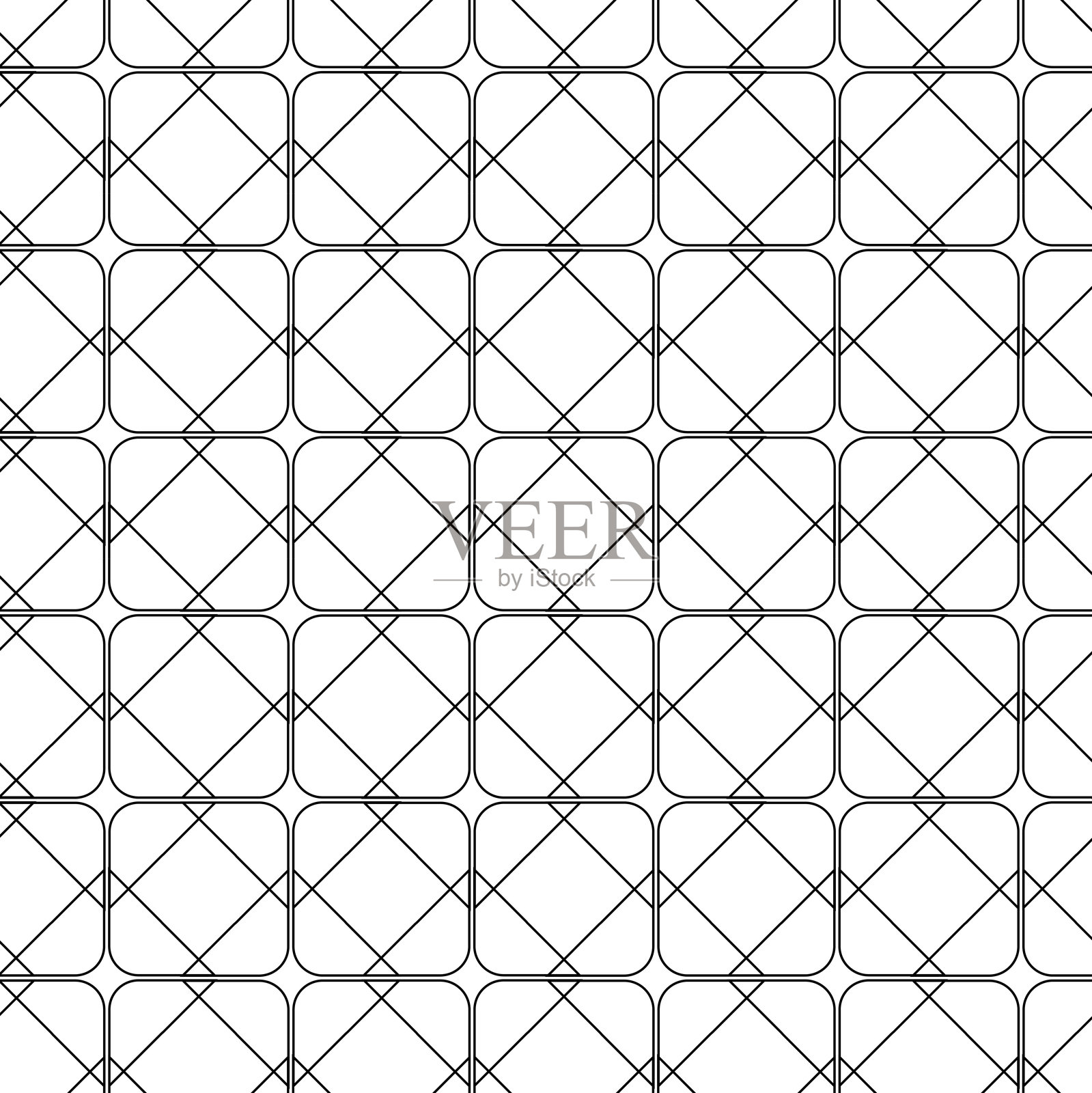 白色背景上的抽象几何图案，包含方形、线条和条纹。无缝矢量背景。插画图片素材