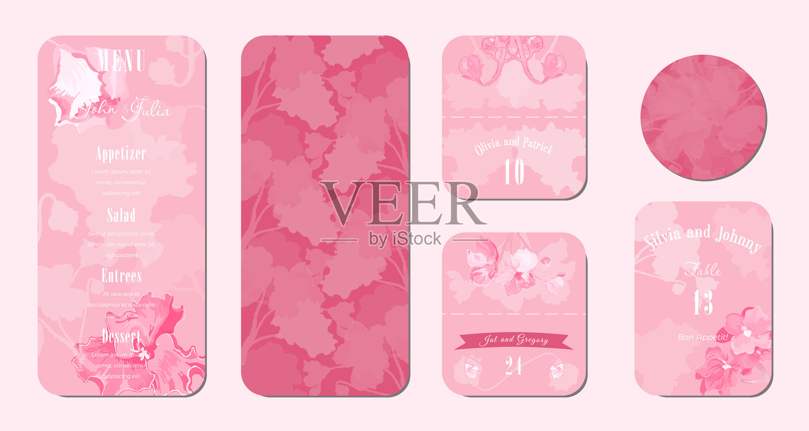 婚礼庆典花卉布置的大型套件插画图片素材