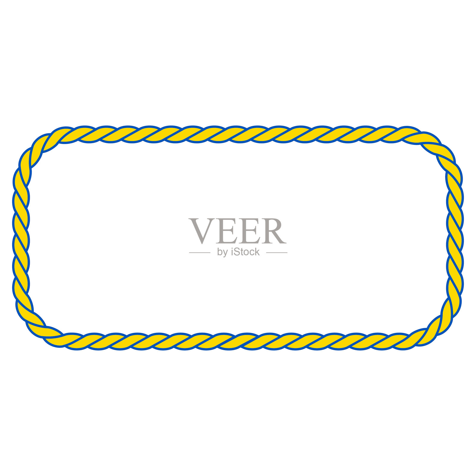 乌克兰设计的扭曲黄蓝绳框海洋边框插画图片素材