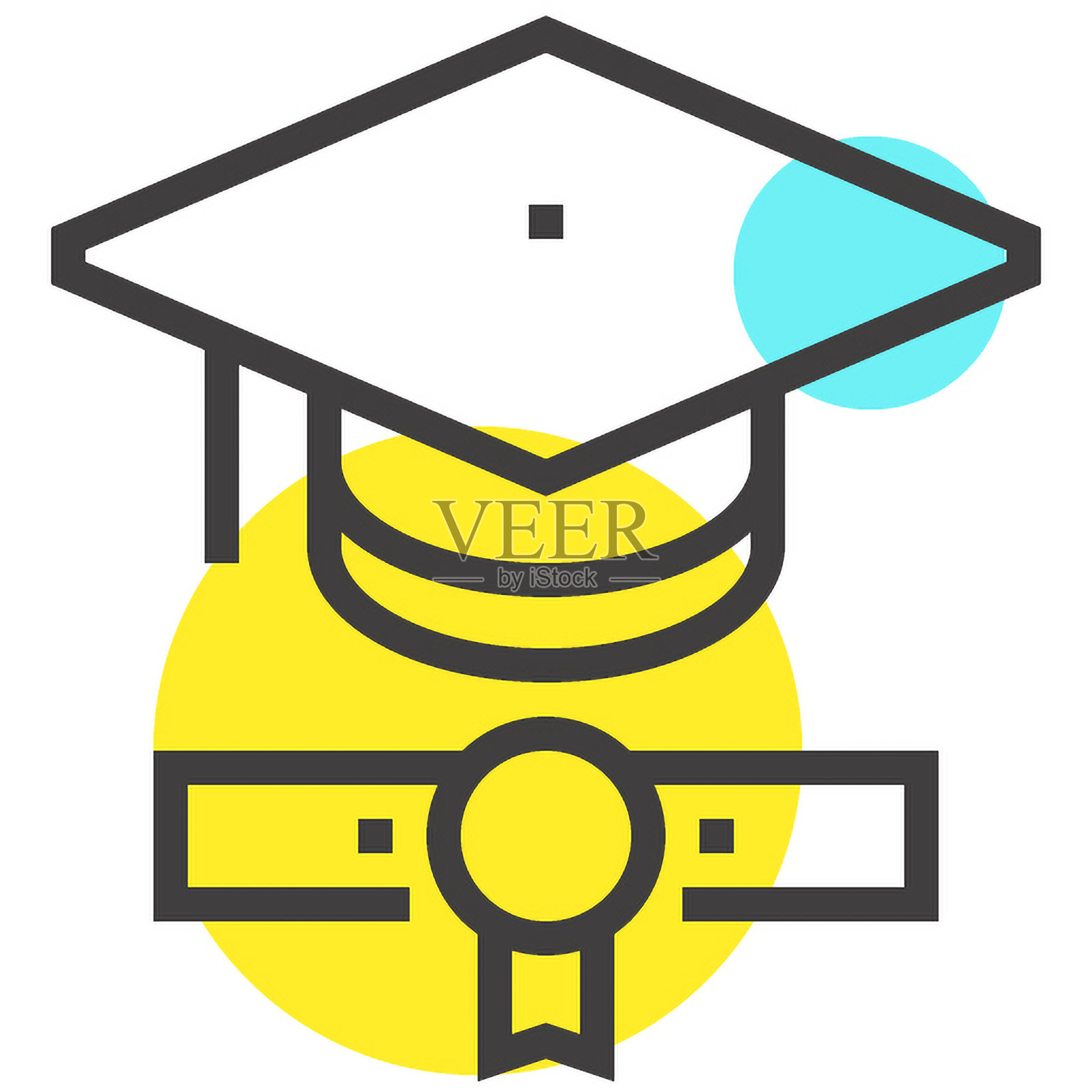 毕业扁平线条网页图标概念插画图片素材