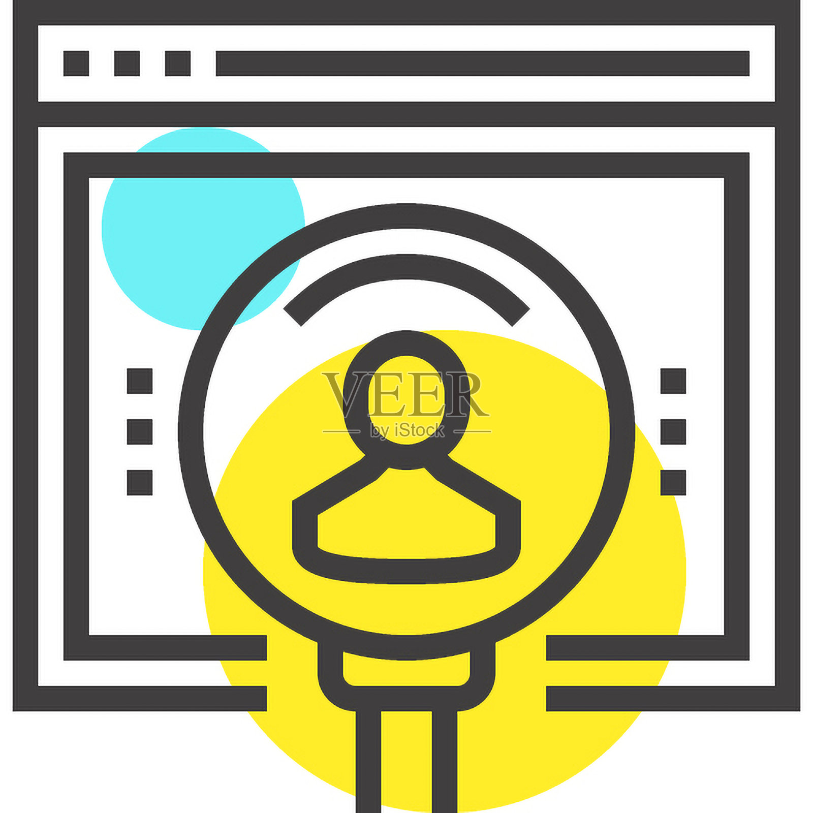 寻找朋友的扁平线条网页图标概念插画图片素材