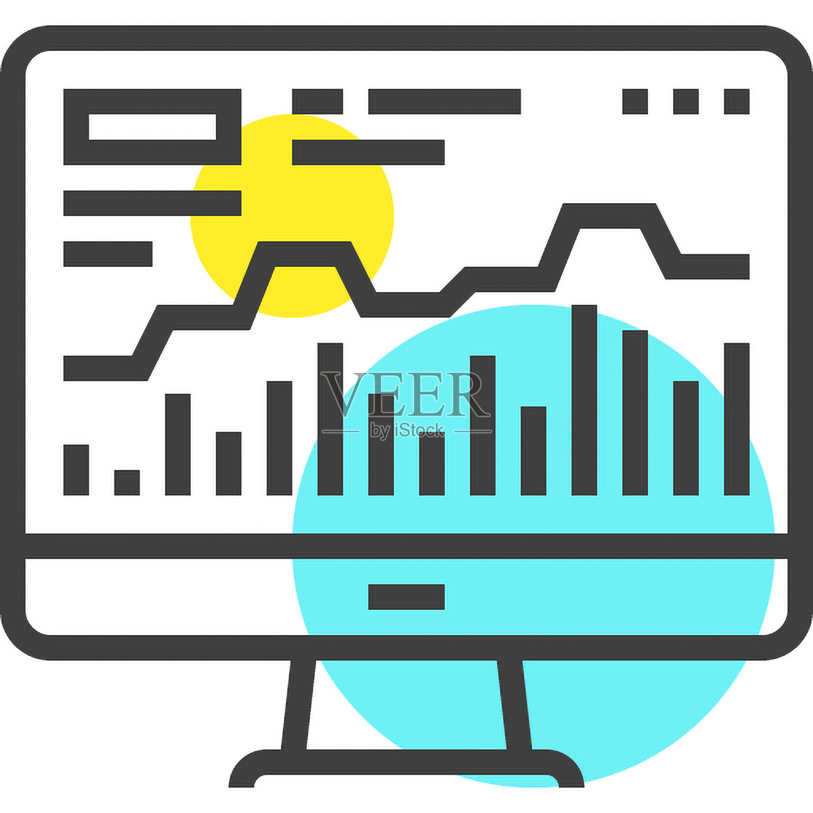 股市平稳线网络图标概念插画图片素材