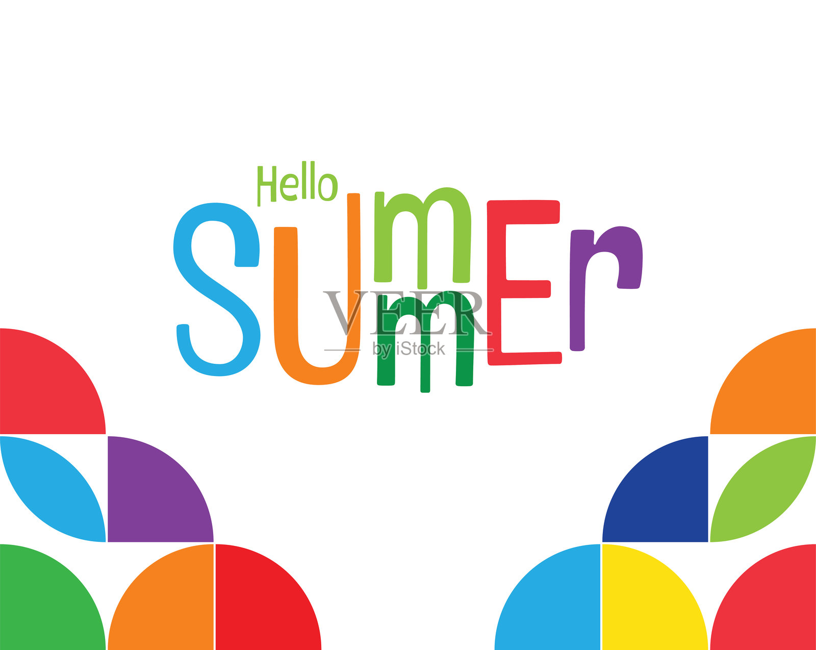 夏天你好文字插图插画图片素材