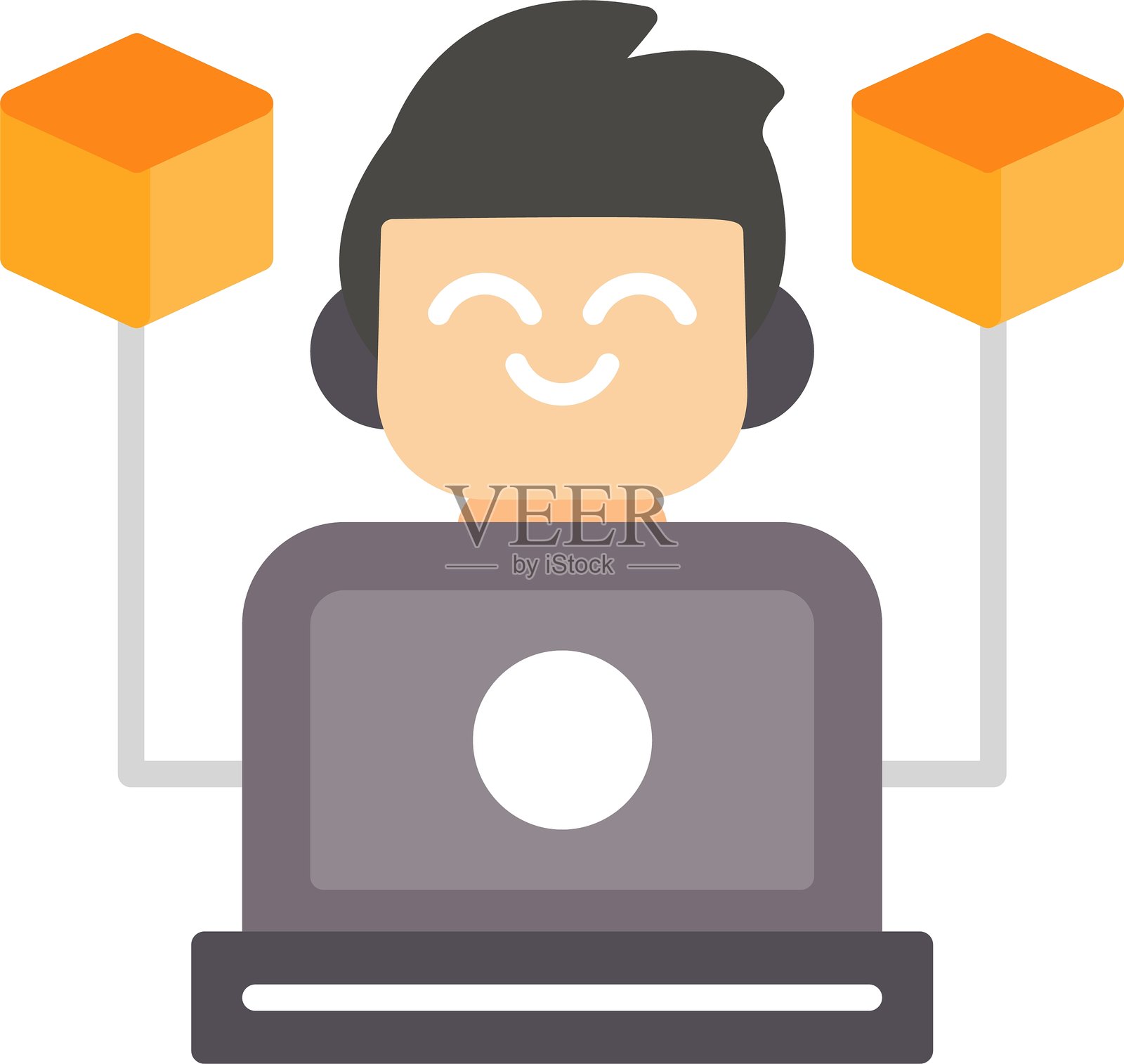 区块链开发者图标插画图片素材