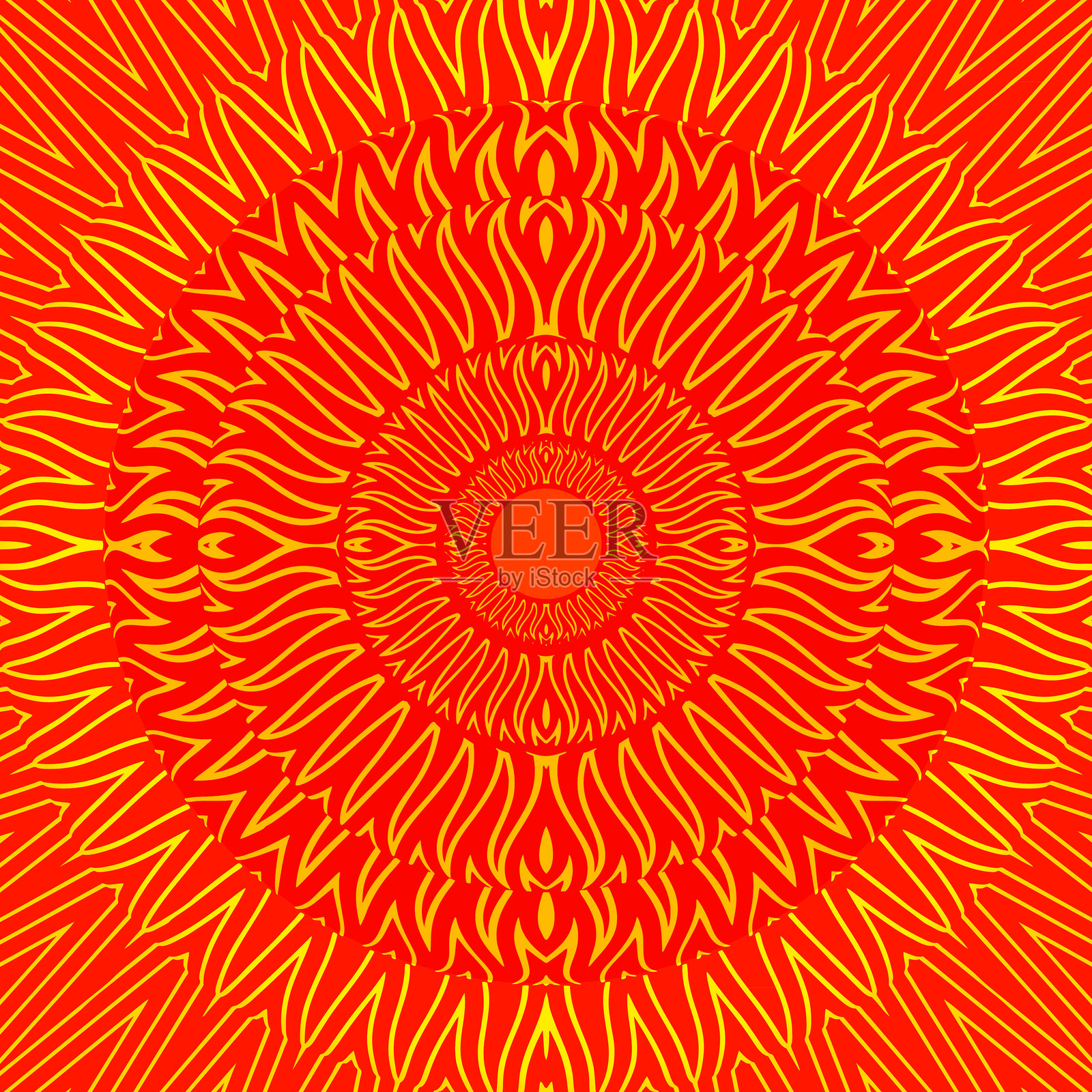 迷幻圆圈框架 - 带有阳光射线的边框插画图片素材