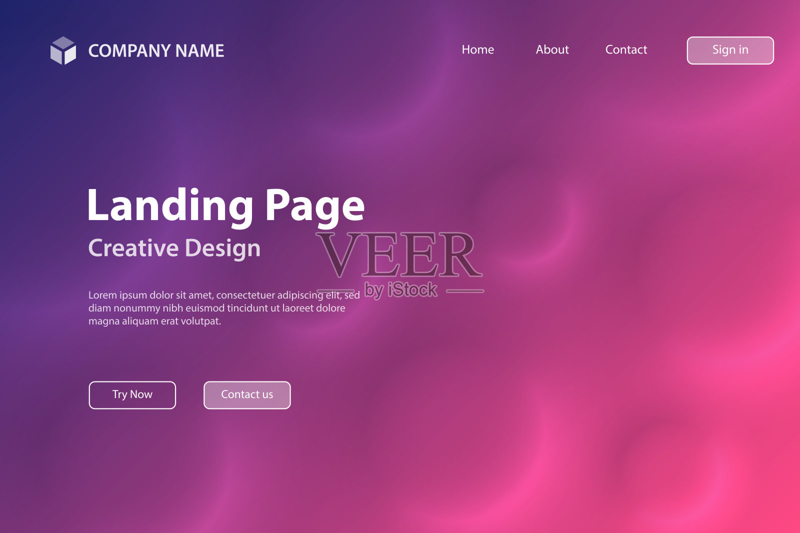 着陆页模板 - 带有圆形和紫色渐变的抽象背景插画图片素材