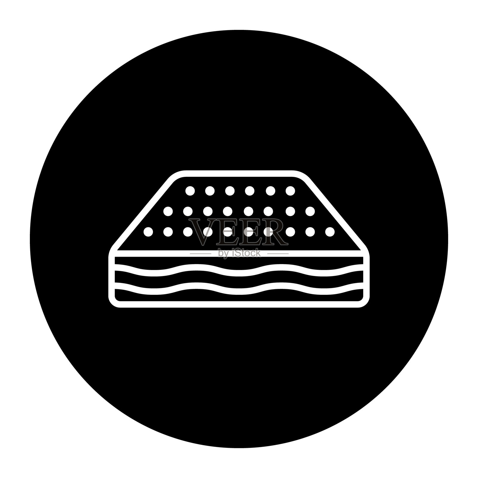 图标：天然乳胶卷标志，提供有机支持，抗过敏，减压，透气。可编辑的线条和颜色。插画图片素材