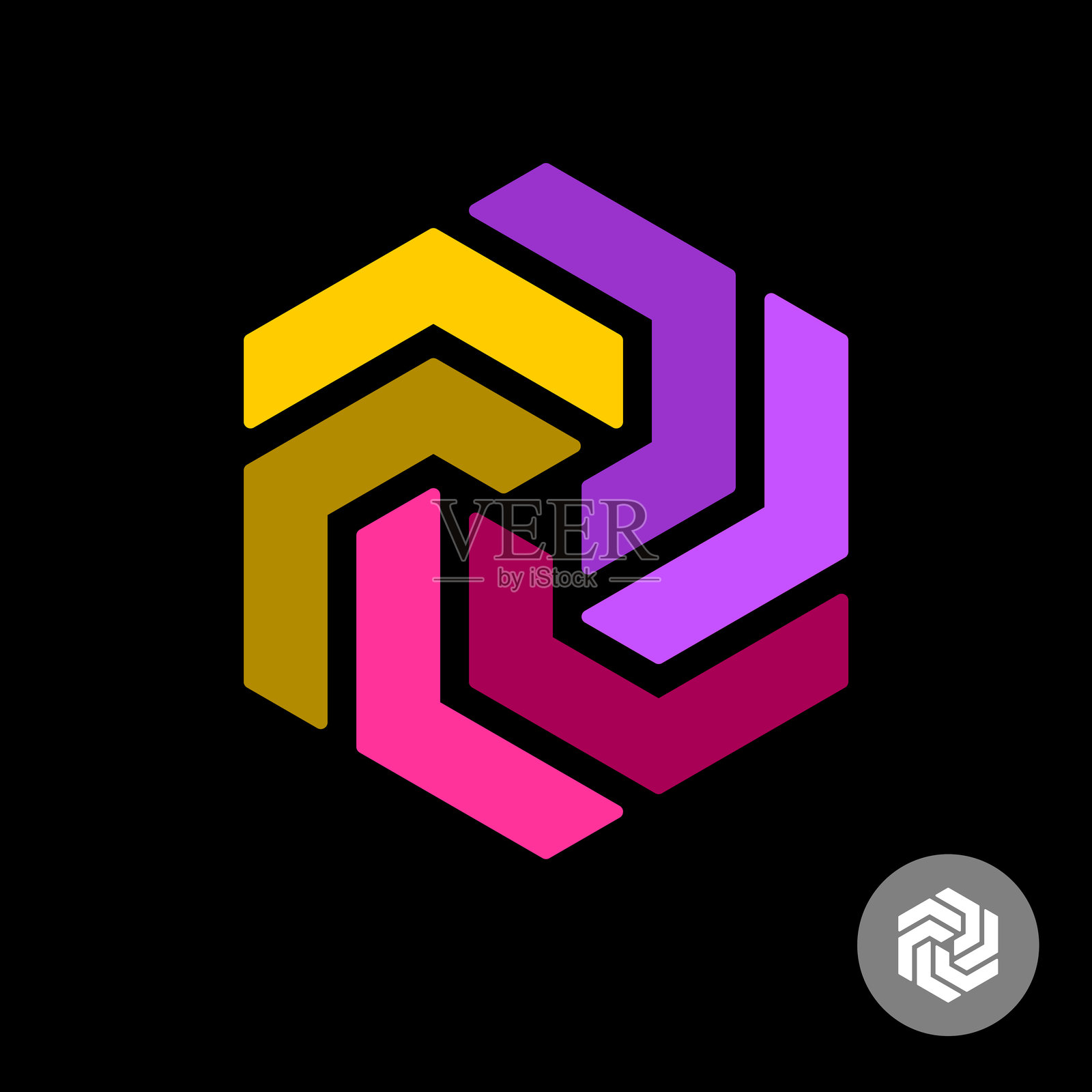 六角编织几何抽象构造标志插画图片素材