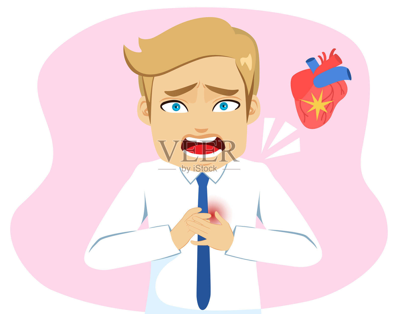 商人心脏骤停插画图片素材