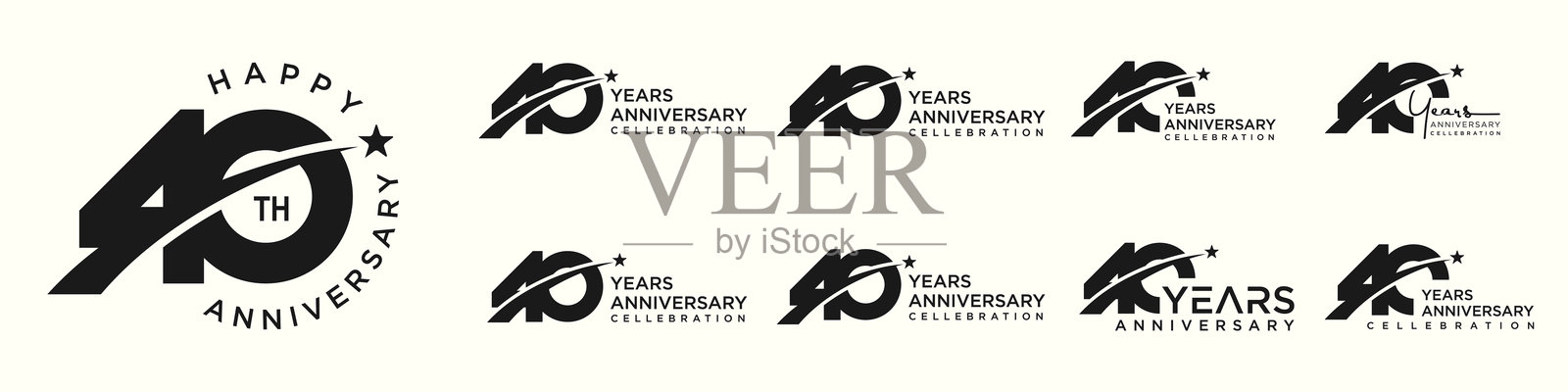 创意数字40标志设计合集。抽象的四十设计矢量插图插画图片素材