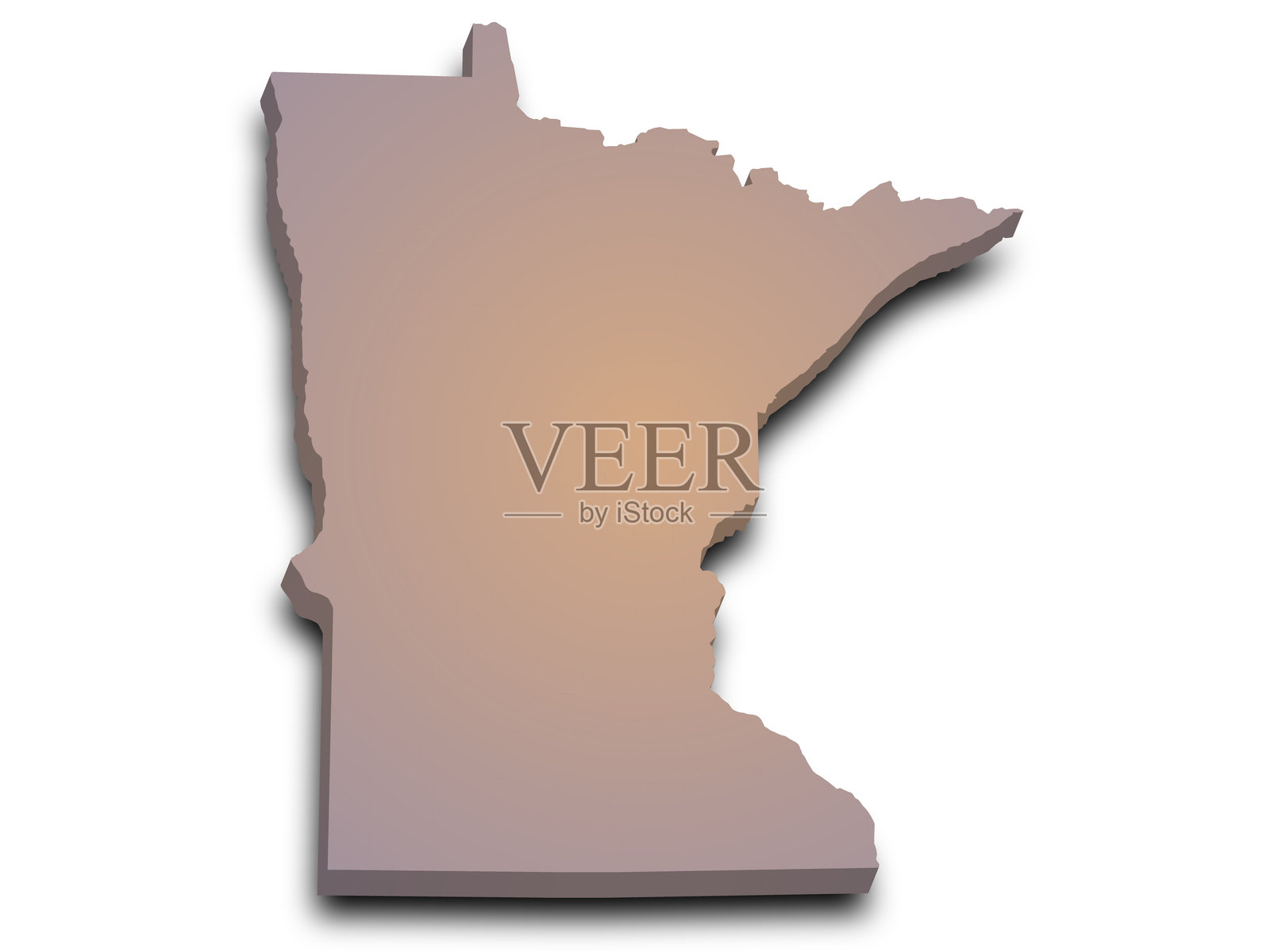 明尼苏达州3D地图，带有颜色。明尼苏达州，美国，US，United State插画图片素材