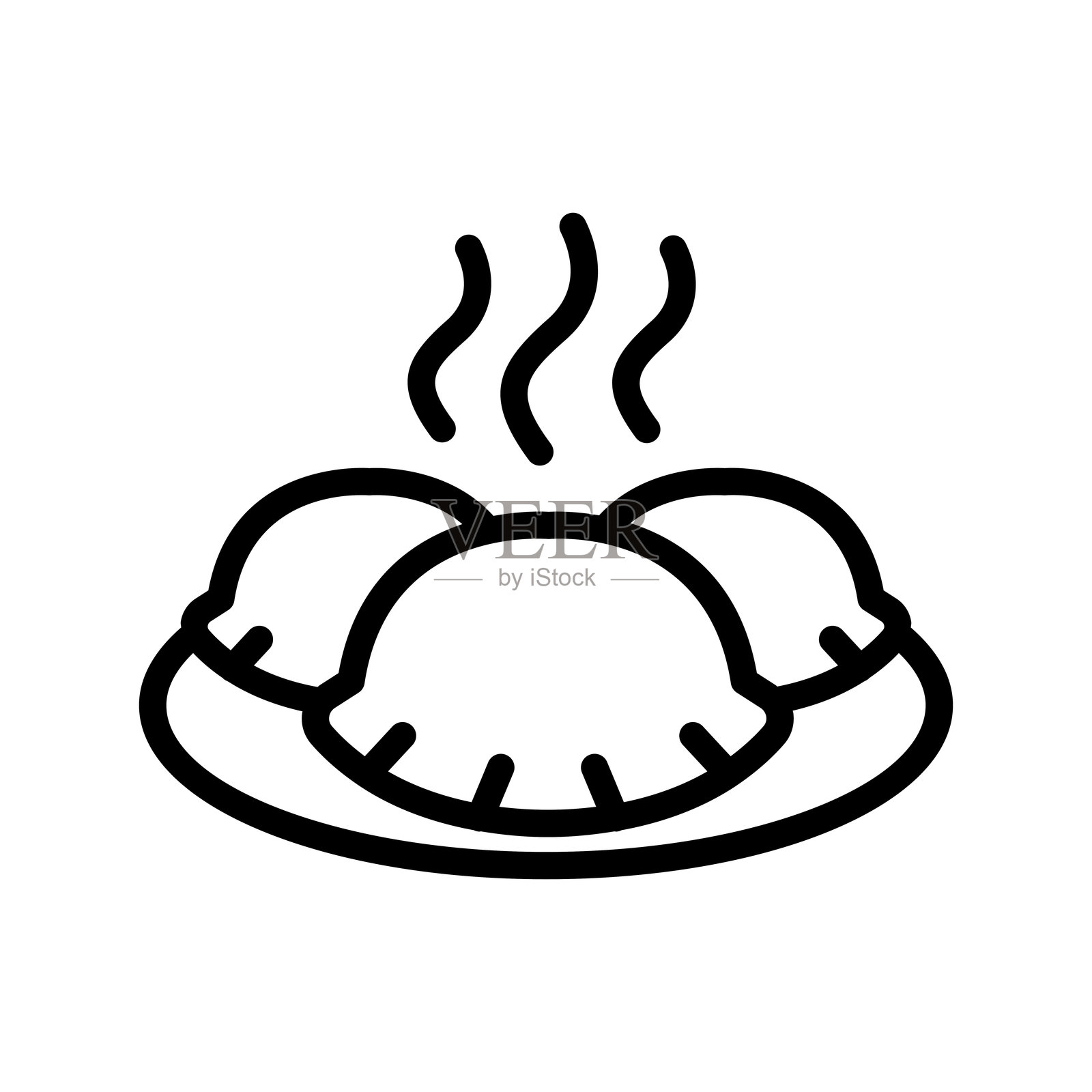 薄线风格的韩国饺子图标。矢量插图图形设计插画图片素材