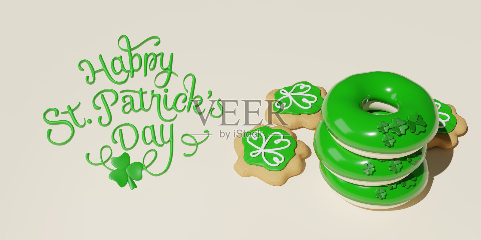 圣帕特里克节海报。3D渲染插图。照片摄影图片