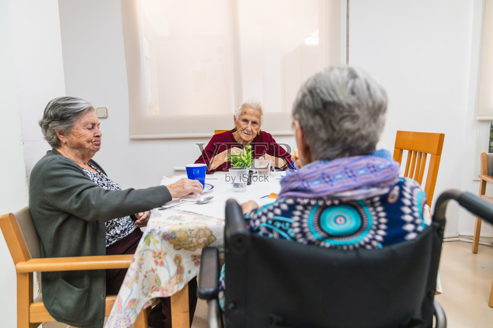 老年人在养老院享受社交时光照片摄影图片