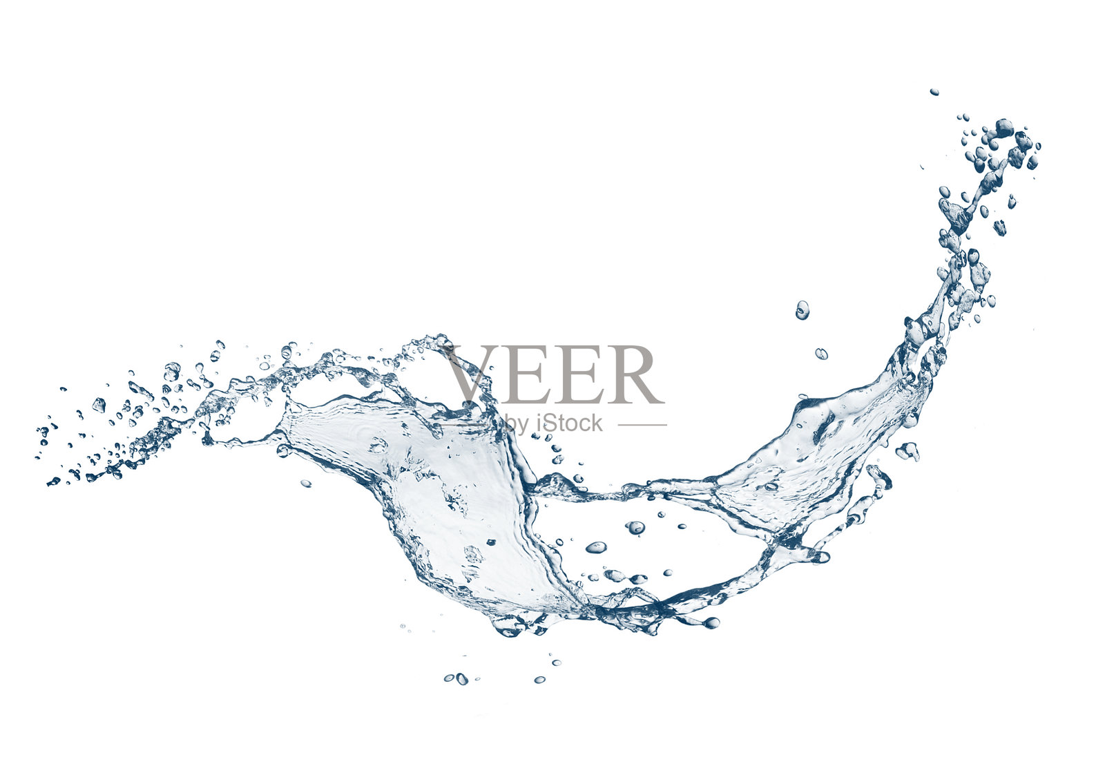 抽象蓝色水花的3D插图，背景为白色照片摄影图片