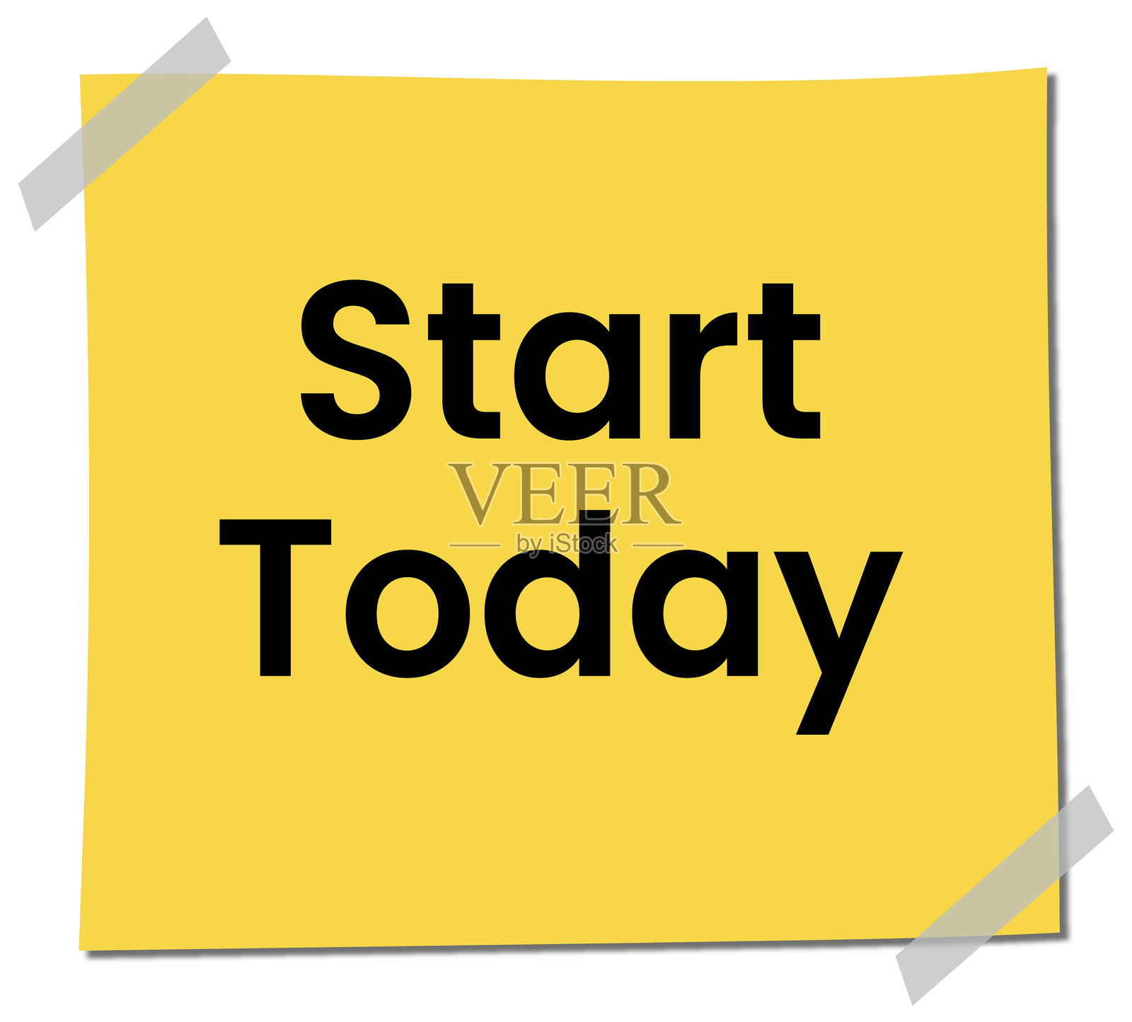 开始今天标签，横幅，粘性便签上的文字。矢量插图插画图片素材