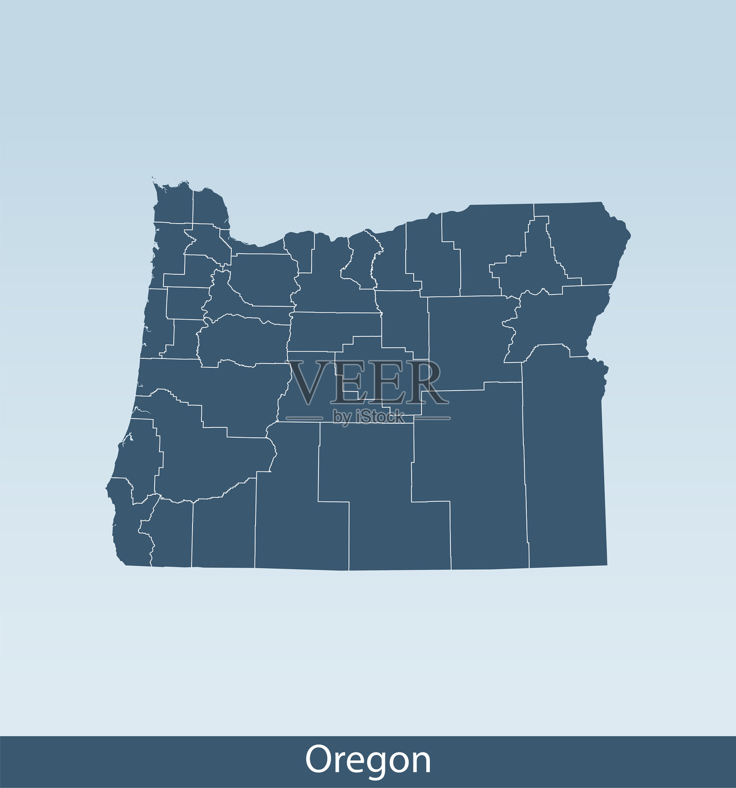 俄勒冈州地图插画图片素材