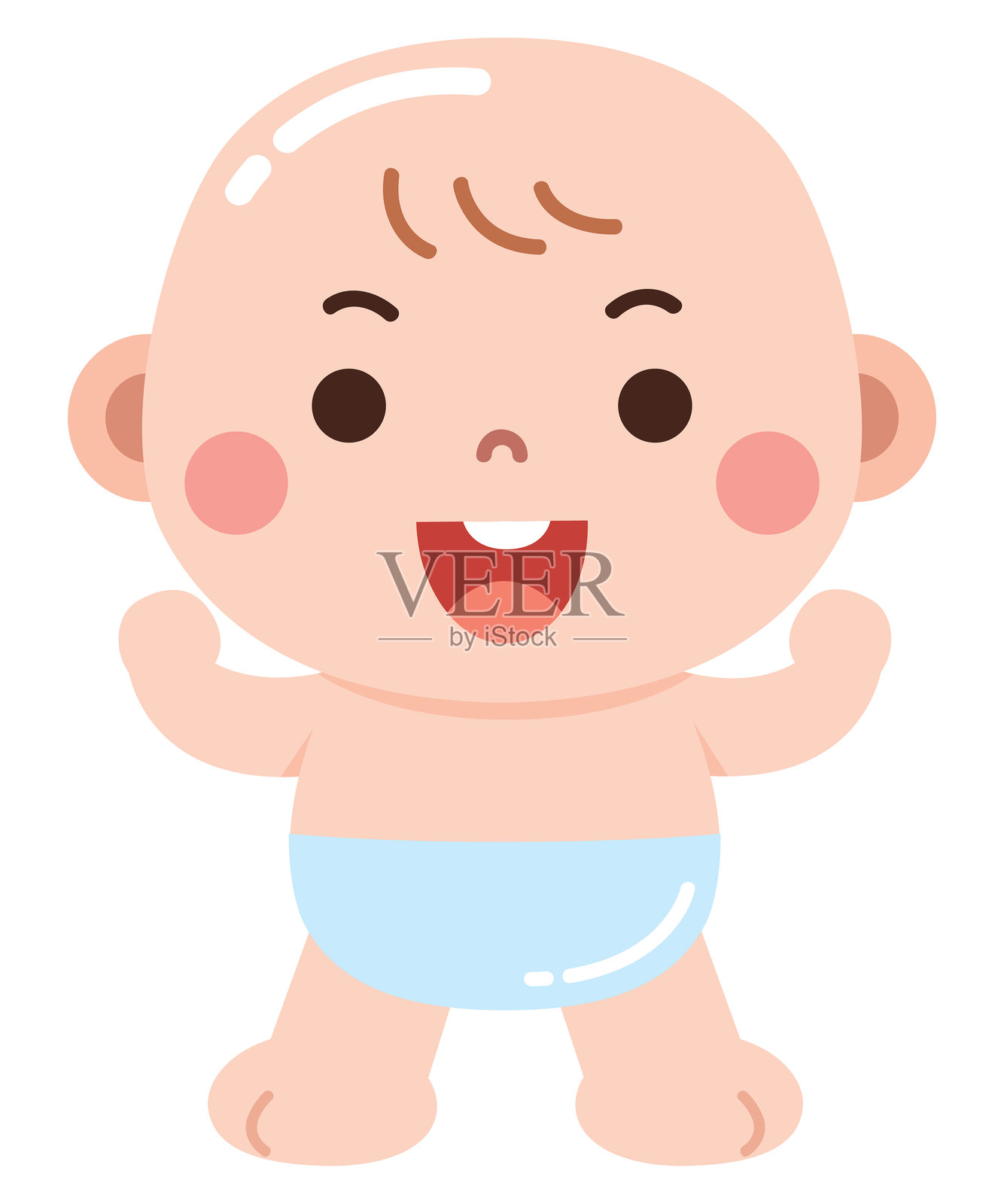快乐的卡通婴儿穿着尿布插画图片素材