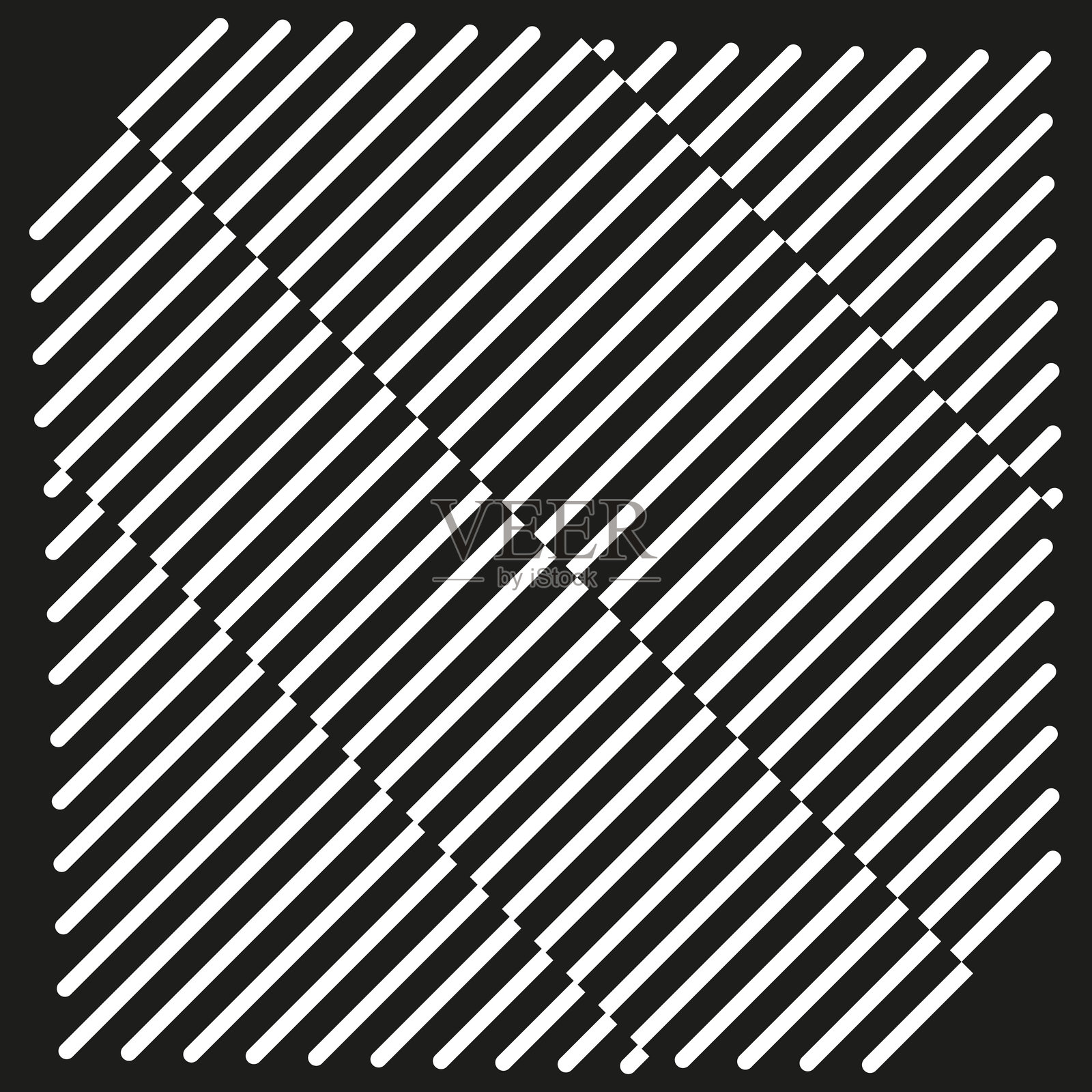 黑白几何图案，交错的对角线形成了丰富的视觉效果。插画图片素材