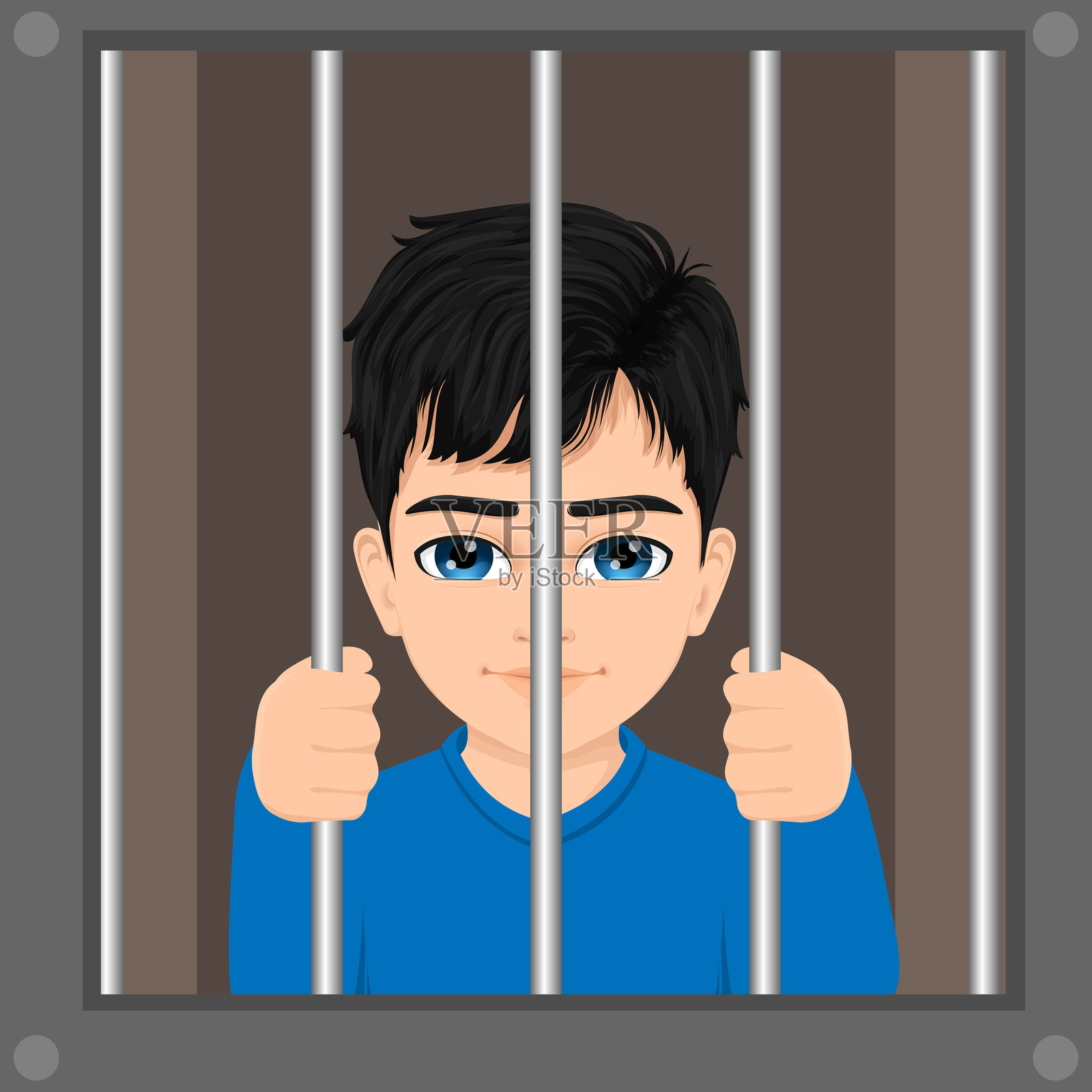 监狱里的男孩插画图片素材