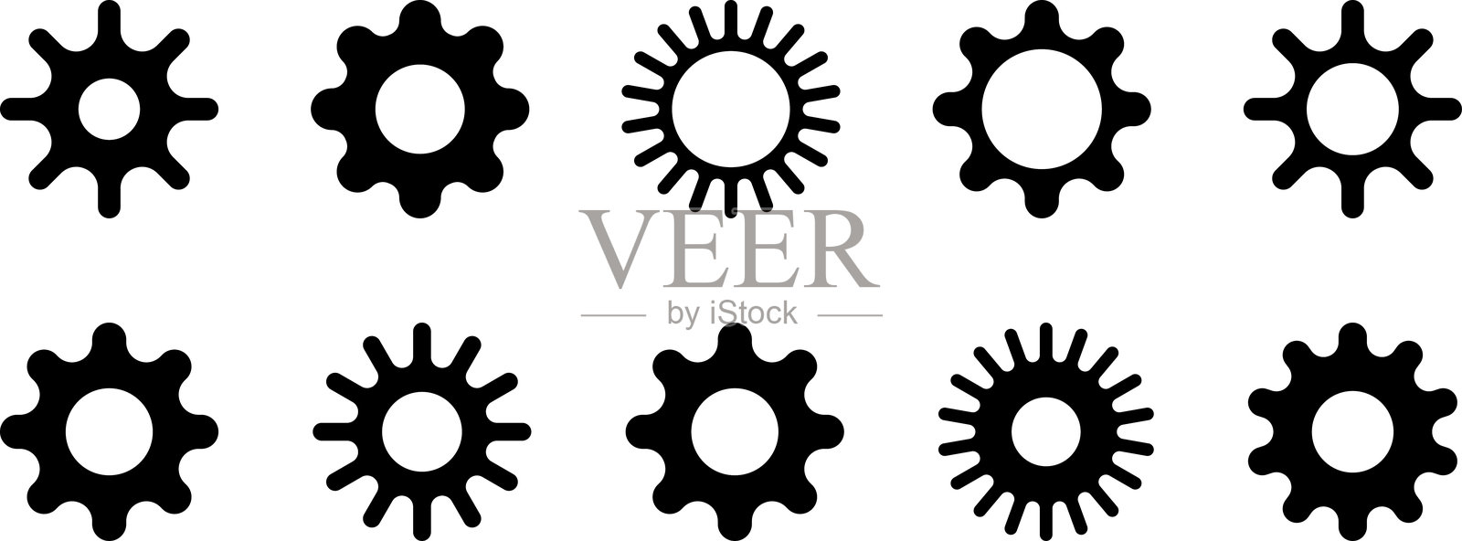 齿轮机器图标。齿轮轮组。连接的齿轮矢量插图插画图片素材