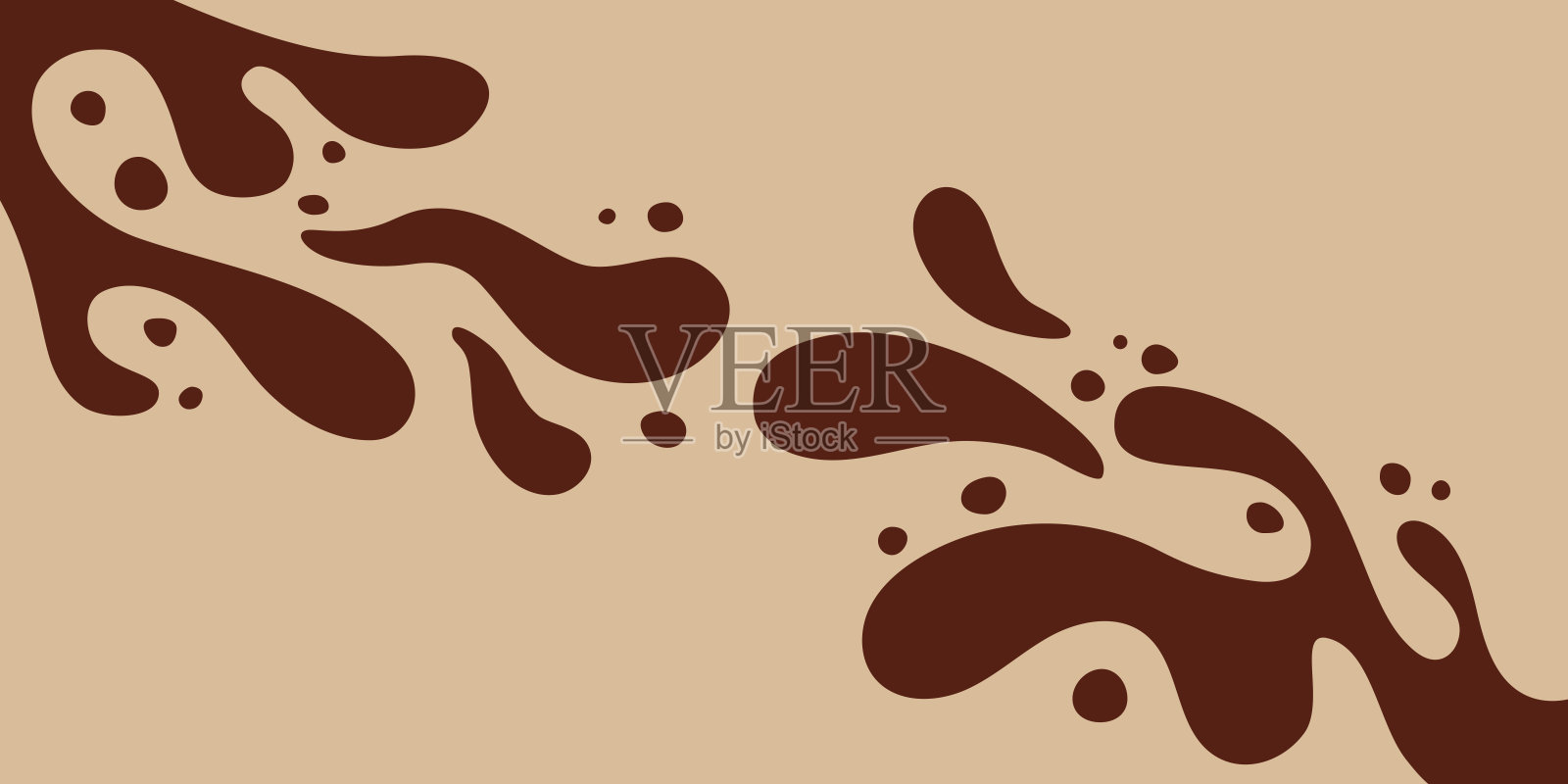 咖啡或巧克力液体质感。可可飞溅矢量背景。插画图片素材