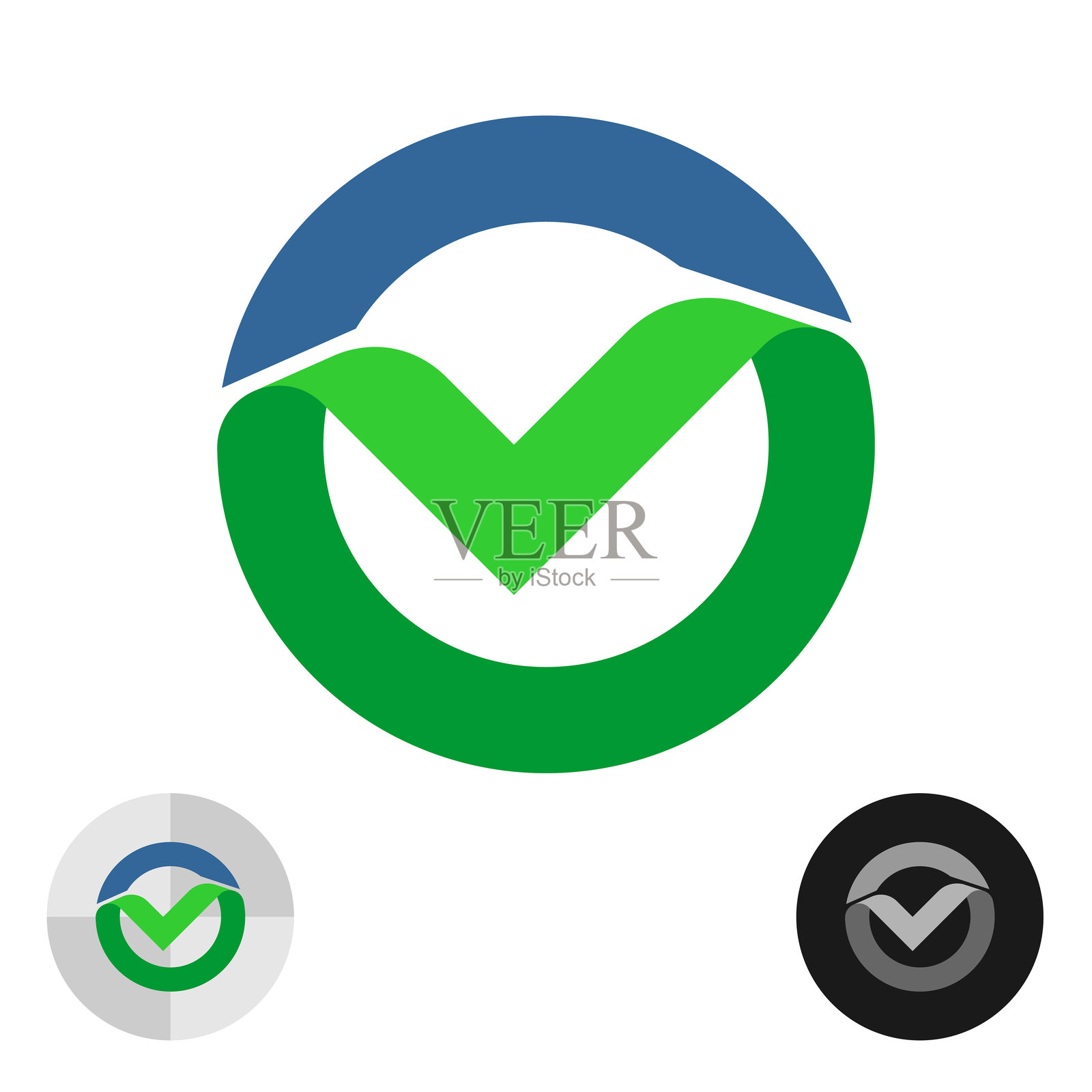 圆形中的风格化宽线复选框符号插画图片素材