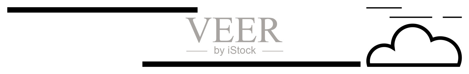 极简主义云朵与横线设计插画图片素材