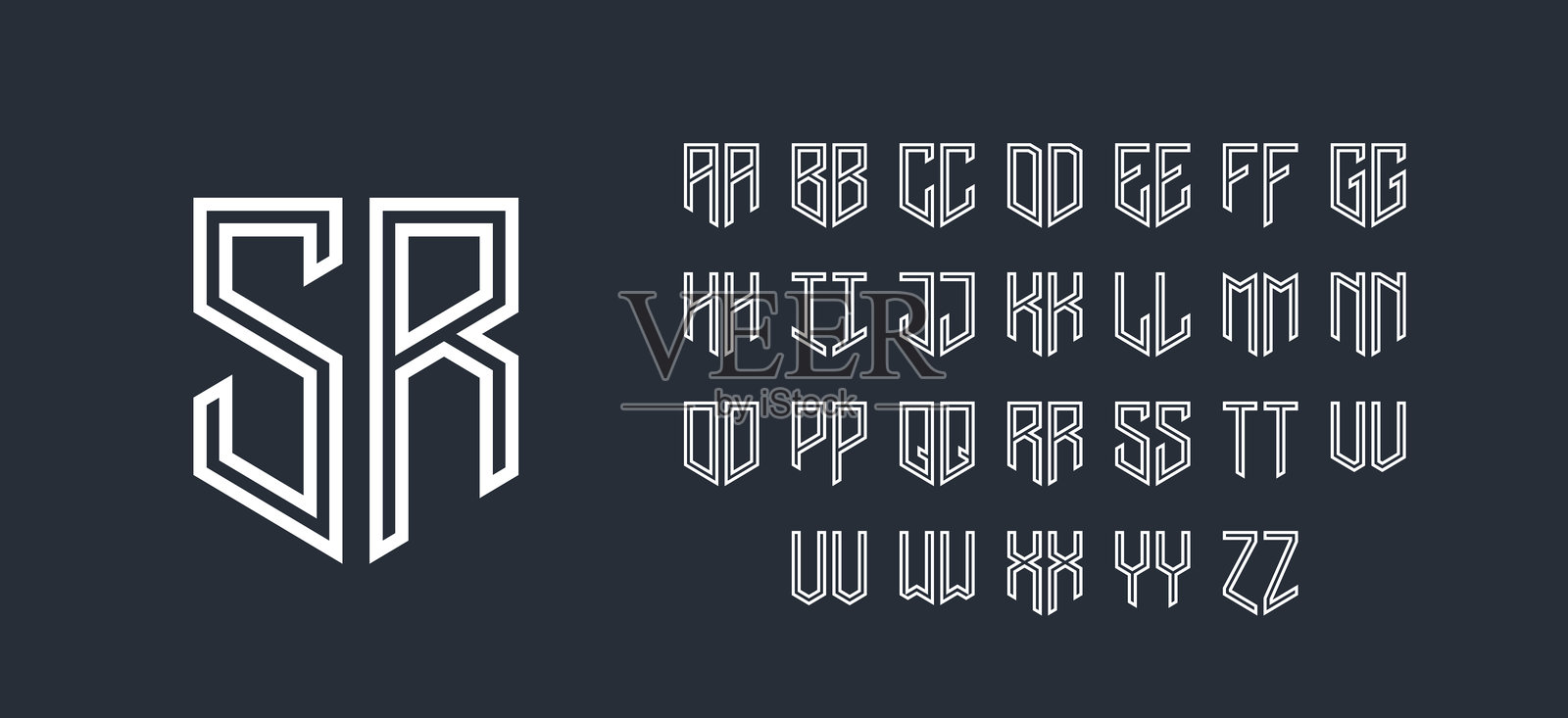 两个字母的单字母模板。插画图片素材