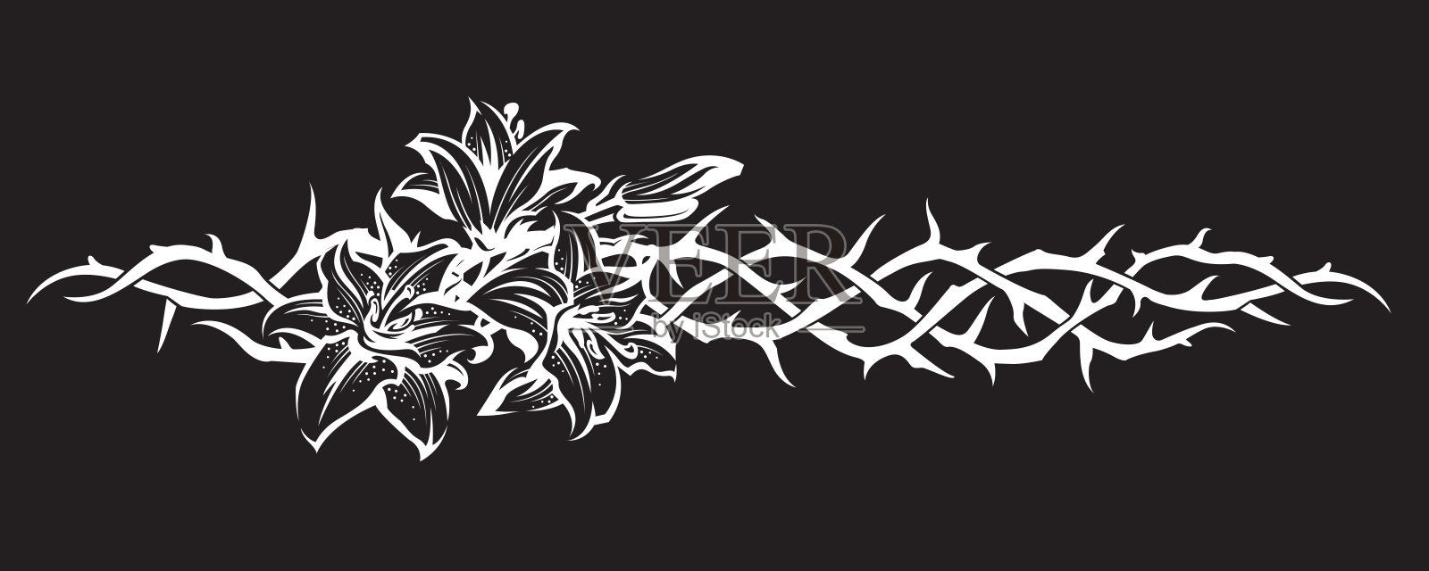 荆棘冠与百合花束插画图片素材