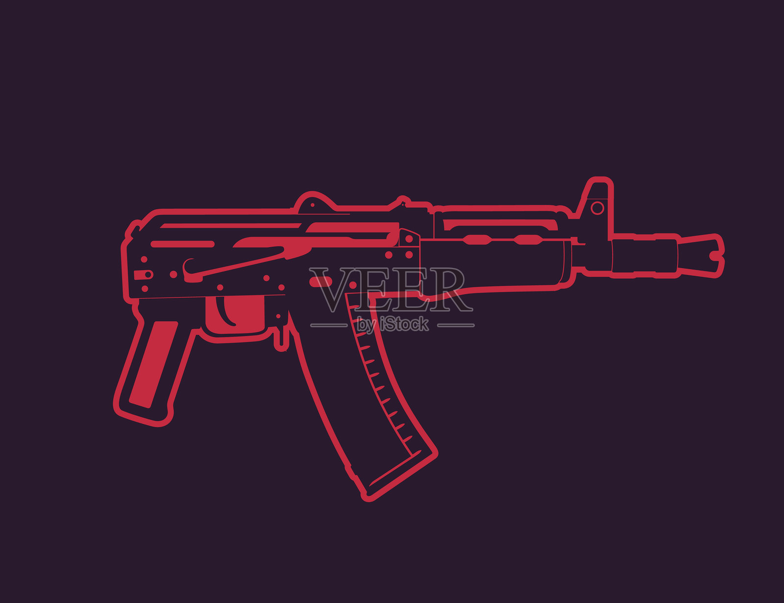 苏联自动卡宾枪，缩短型突击步枪，俄罗斯枪械插画图片素材