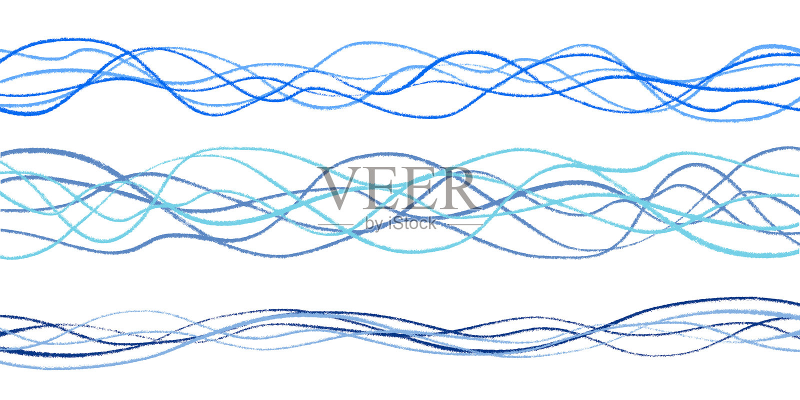 涂鸦铅笔线条系列，水波。手绘风格的抽象线条细致涂鸦。带有粗糙木炭质感的多彩涂抹。插画图片素材
