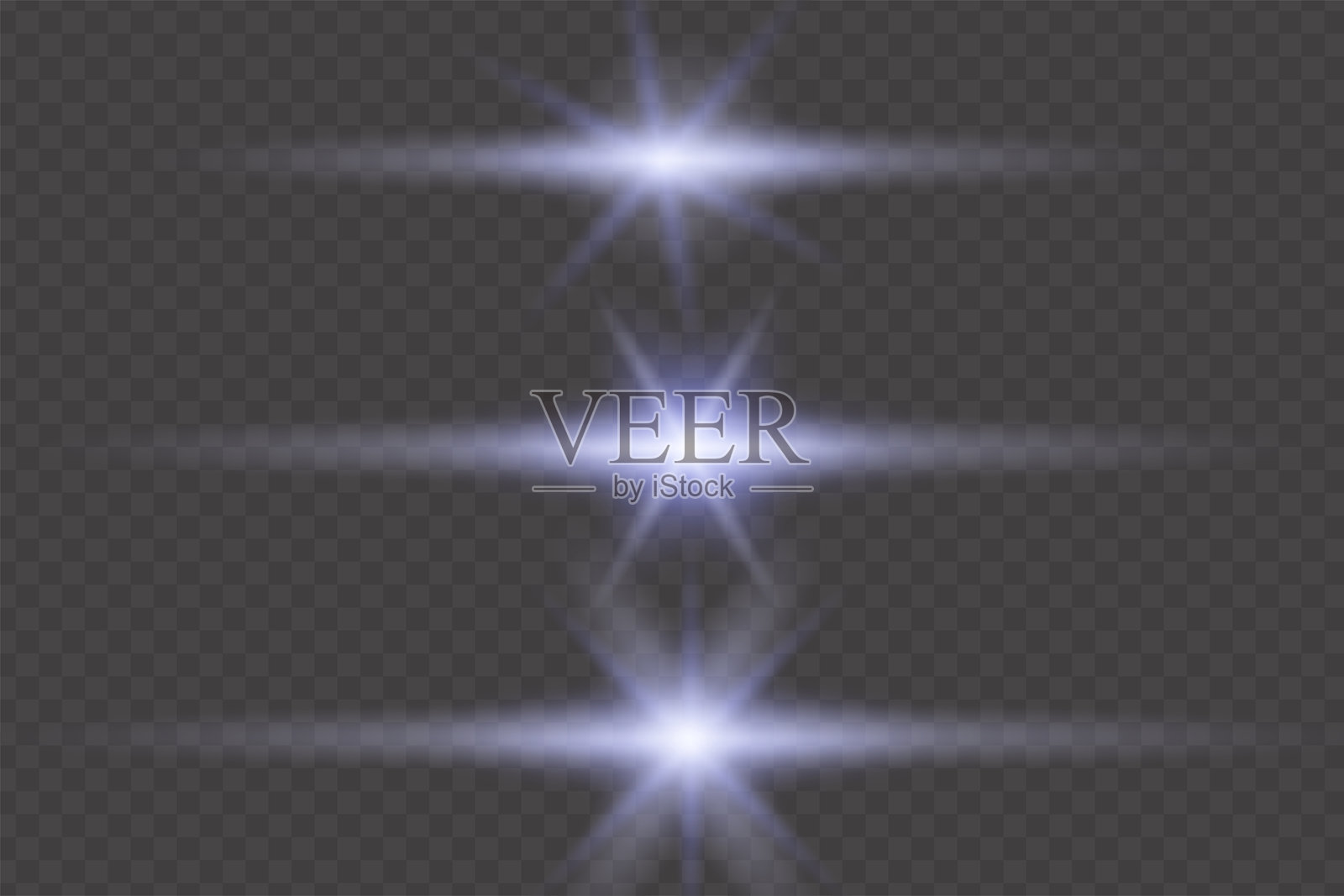 蓝色阳光或光晕效果集，带透明背景插画图片素材