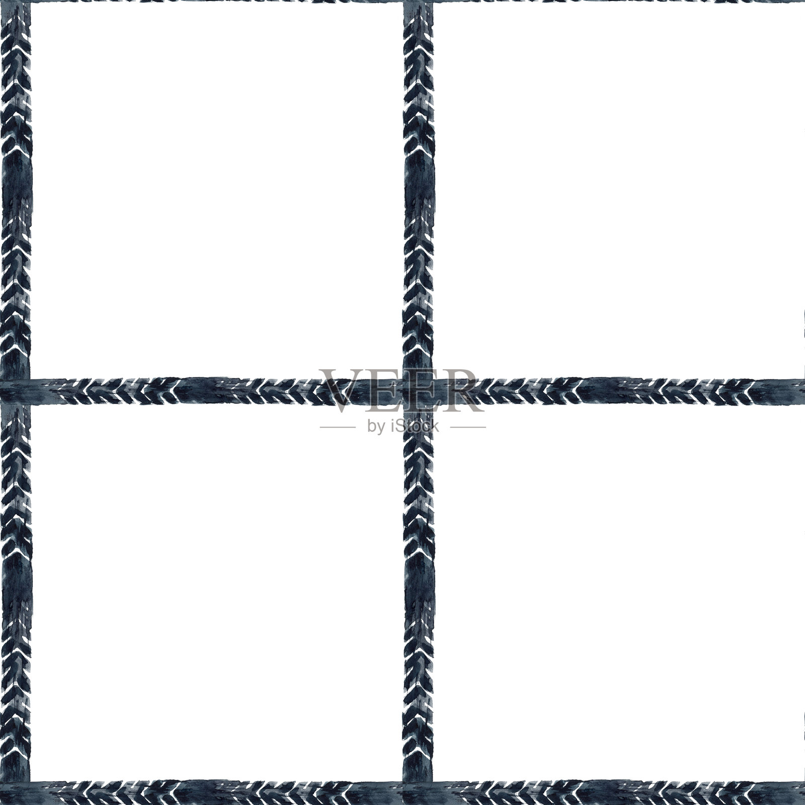 摩托车轮胎的无缝图案水彩插图。手绘条纹。装饰方形，单元。插图与背景分离。适用于摩托车、汽车、运输货物的包装。插画图片素材