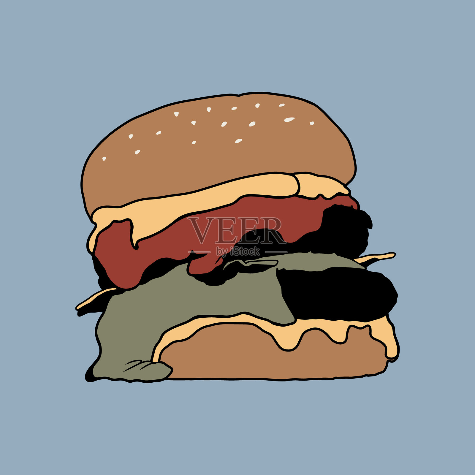 美味的黑色汉堡插图插画图片素材