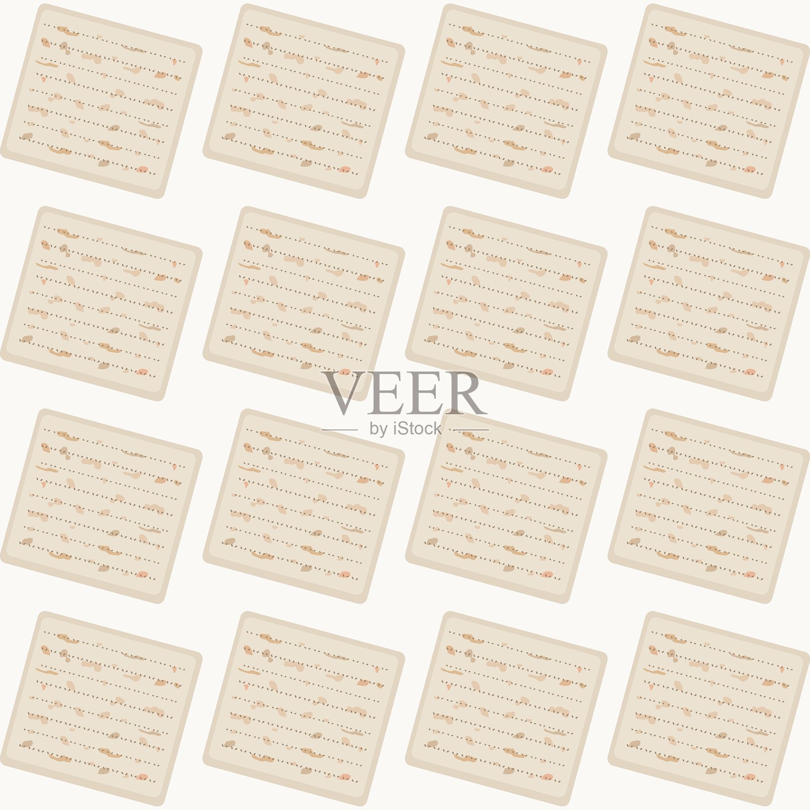 犹太逾越节插图，马扎饼的无缝图案 - 节日的传统食品。用于逾越节晚餐装饰、包装和祝福。插画图片素材