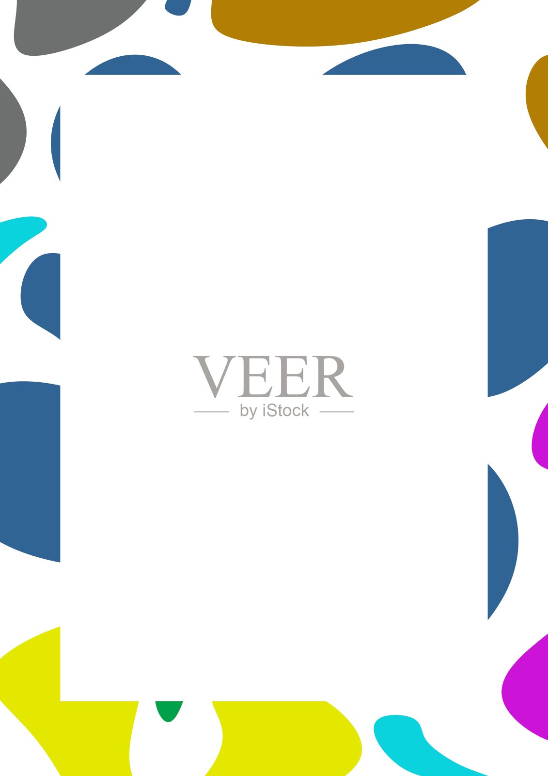 彩虹色曲线的抽象边框。带有多彩抽象图案的边框插画图片素材