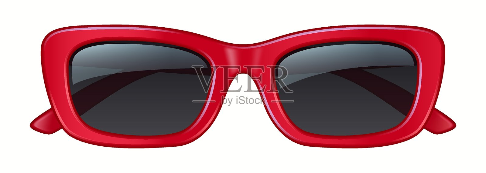 时尚的红色太阳镜，配有深色镜片，背景为白色插画图片素材