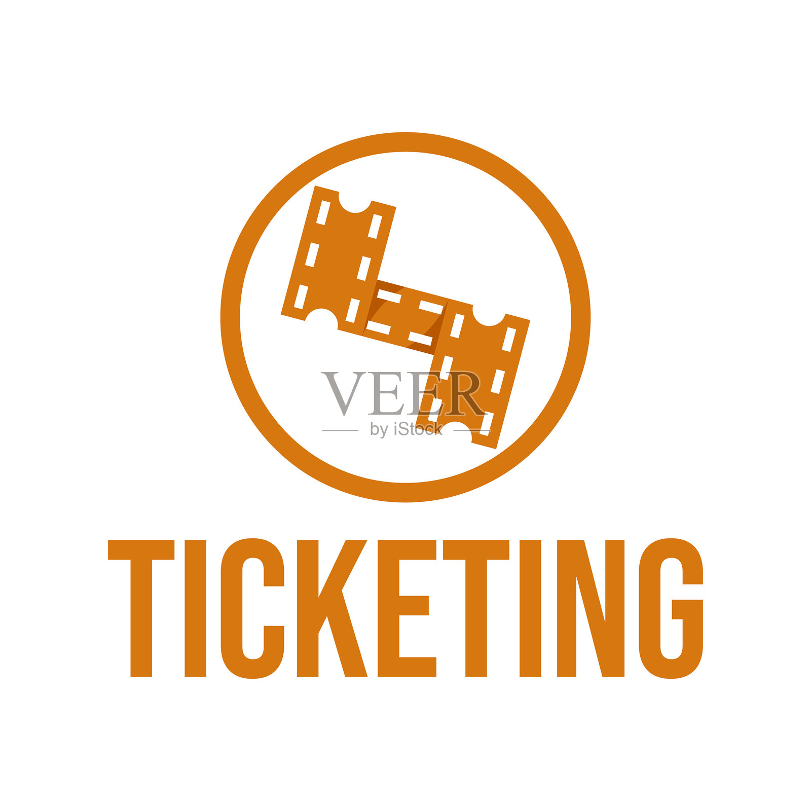 票务扁平化极简风格logo设计插画图片素材