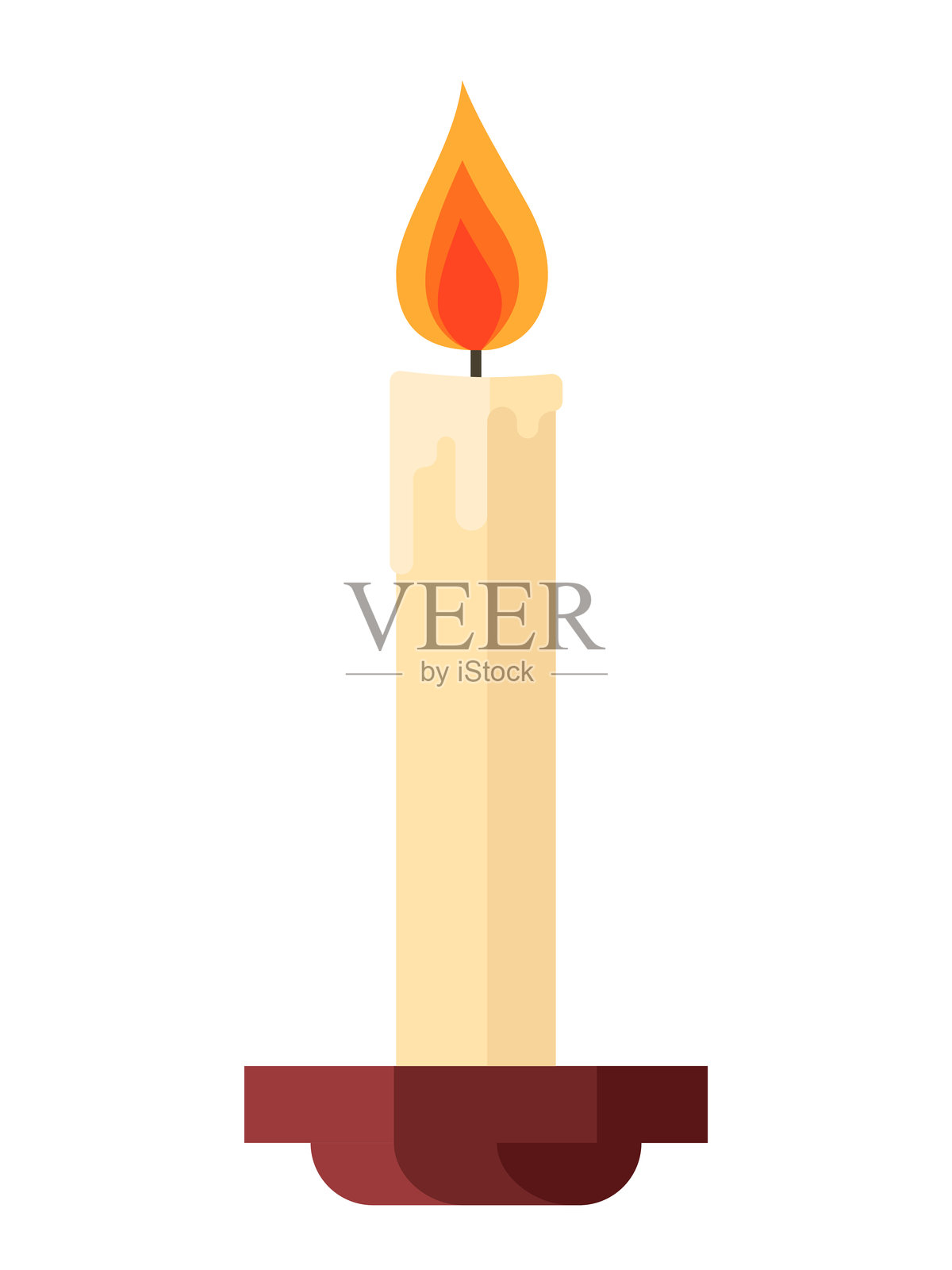 扁平设计的蜡烛和蜡烛台图标插画图片素材