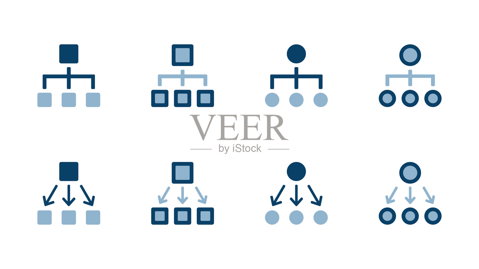 组织结构图和层级结构的图标插图集插画图片素材