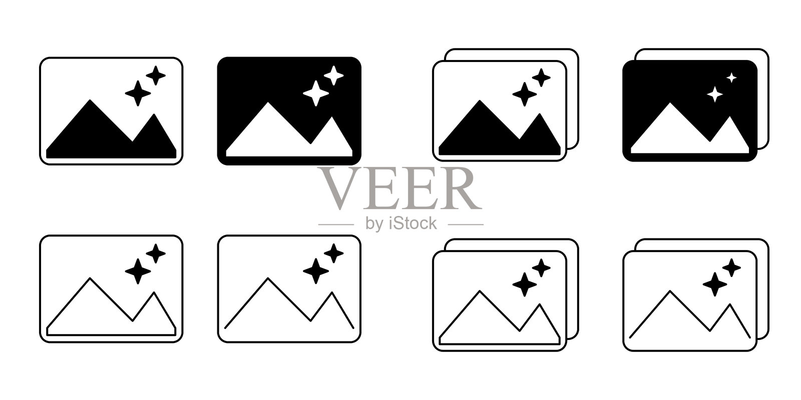 画廊图标集。插画图片素材