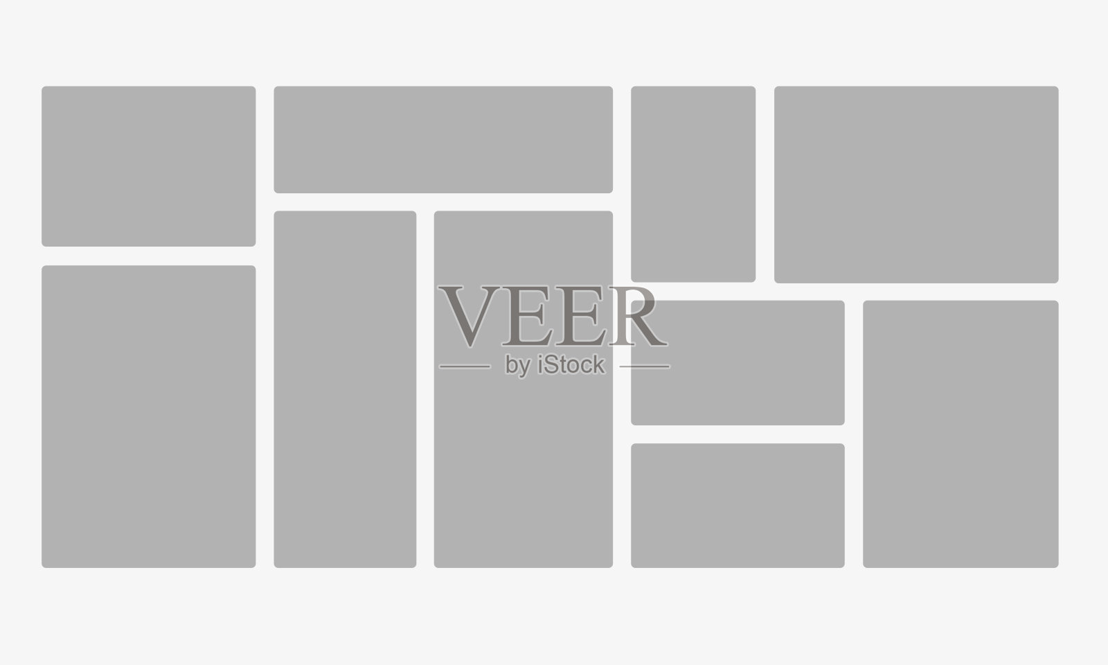 空框或便当盒拼贴。引用矩形对话框的集合。极简主义空白模板。白色背景上的矢量插图。插画图片素材