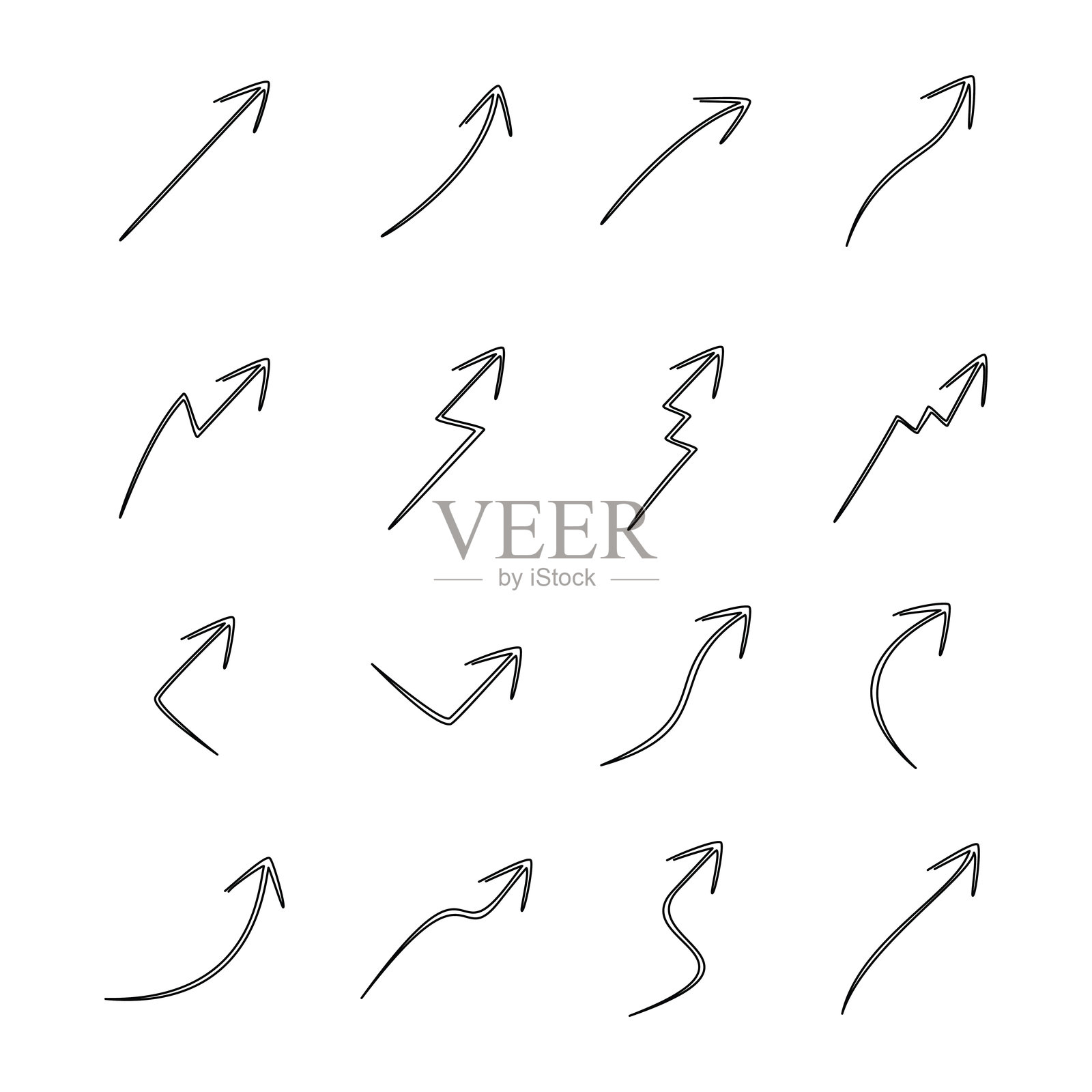 手绘箭头符号艺术装饰集。插画图片素材