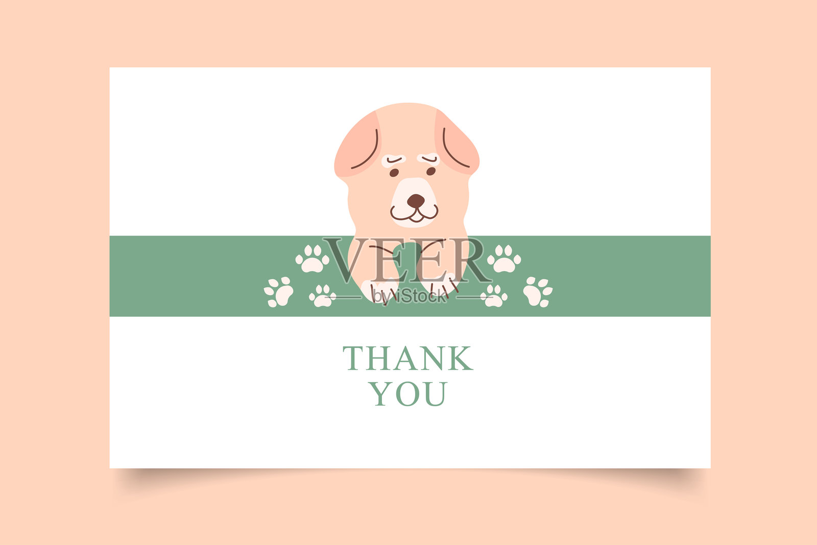 简约风格的明信片设计模板，适用于动物慈善收容所，包含狗狗、动物、折扣卡和优惠券。插画图片素材