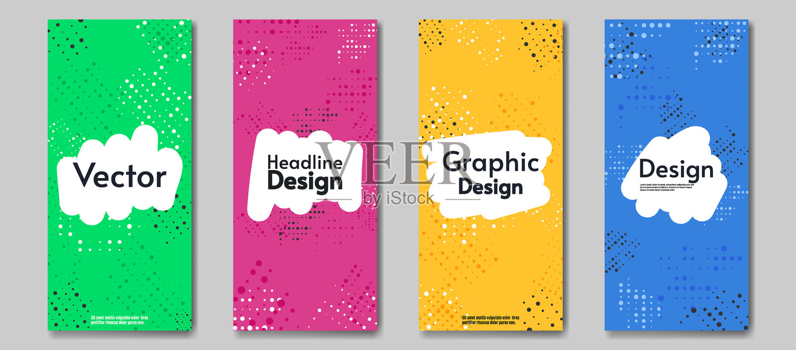 传单套件，半色调背景。抽象设计。矢量插图。适用于卡片、横幅、封面设计。插画图片素材