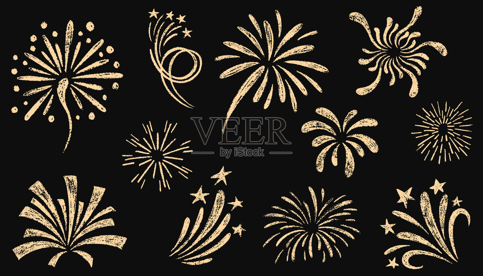 烟花蜡笔插画图片素材