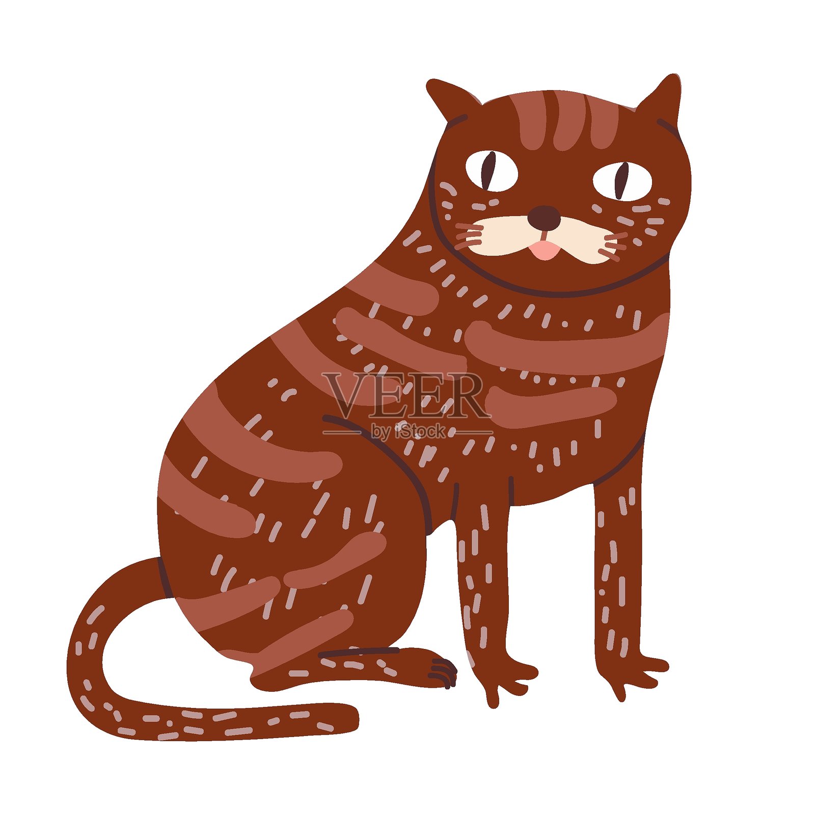 搞笑猫咪手绘矢量插图。插画图片素材