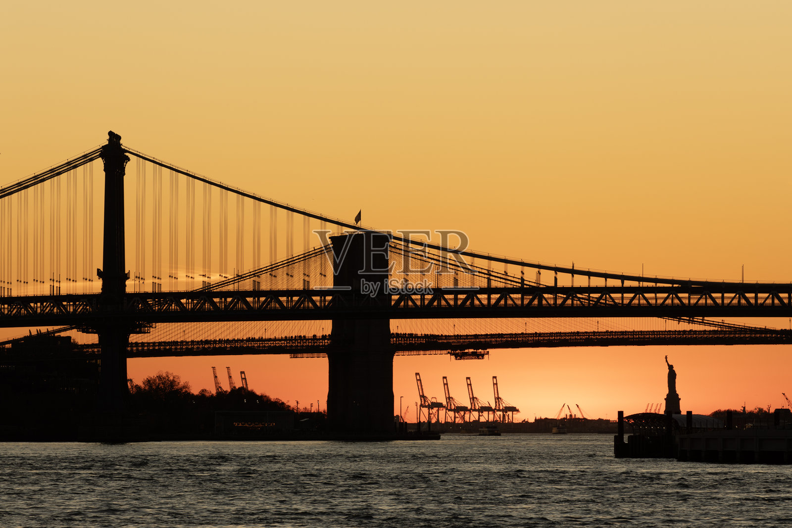 两座桥的日落照片摄影图片